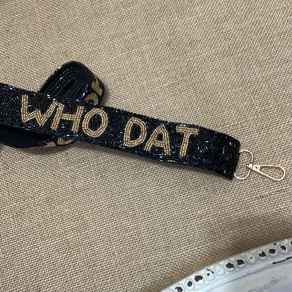 🏈❤️LAST ONE! NEW Black and Gold Beaded Who Dat Purse Strap Saints - Picture 4 of 5